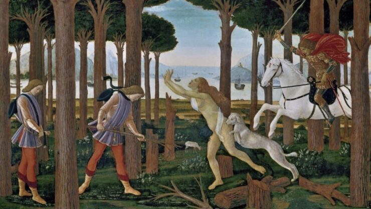 dipinto di una scena del Decameron