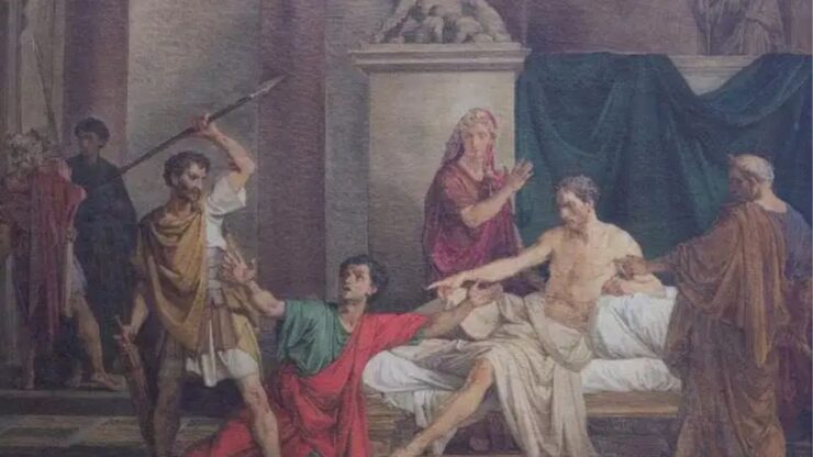 Messalina raffigurata in un dipinto insieme a Claudio