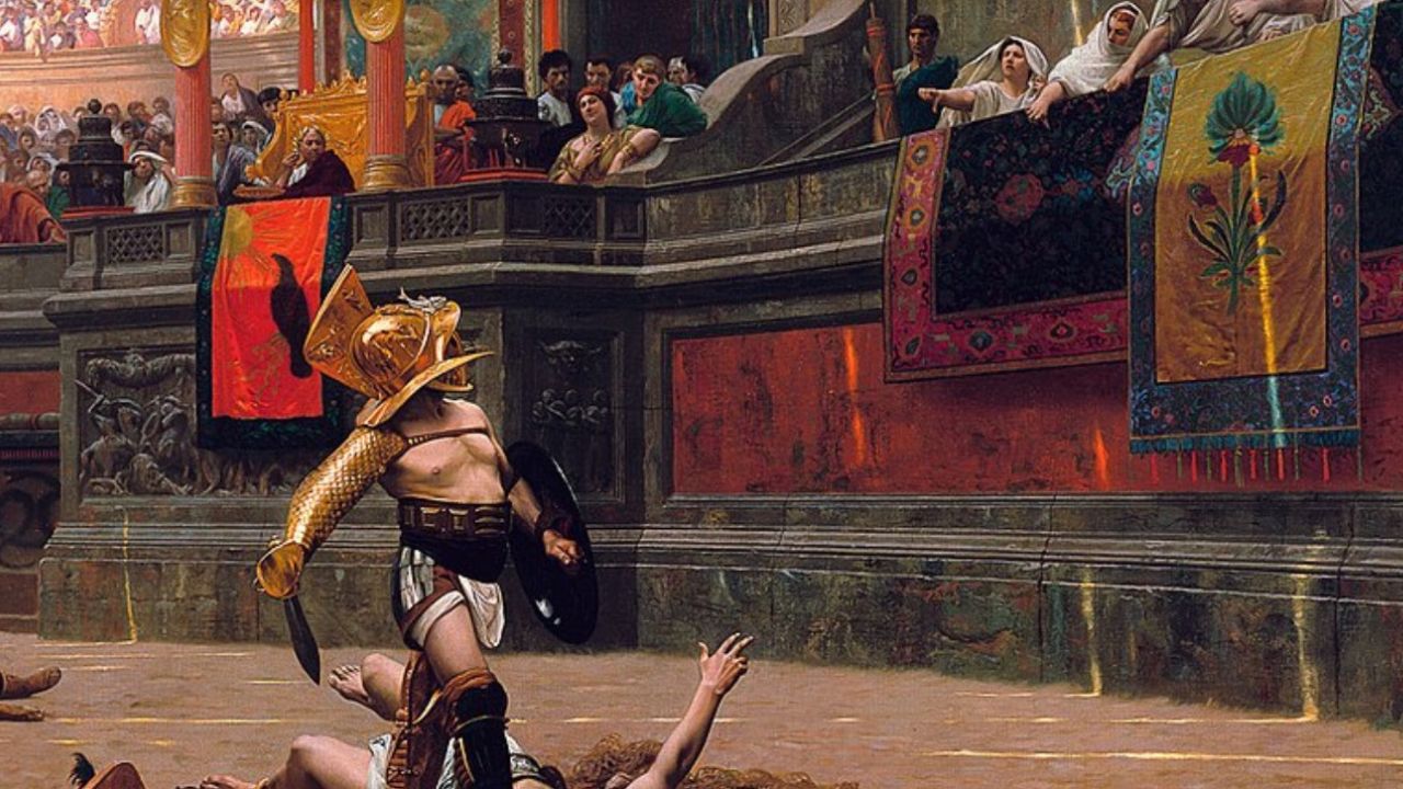 Gladiatori in lotta nell'arena
