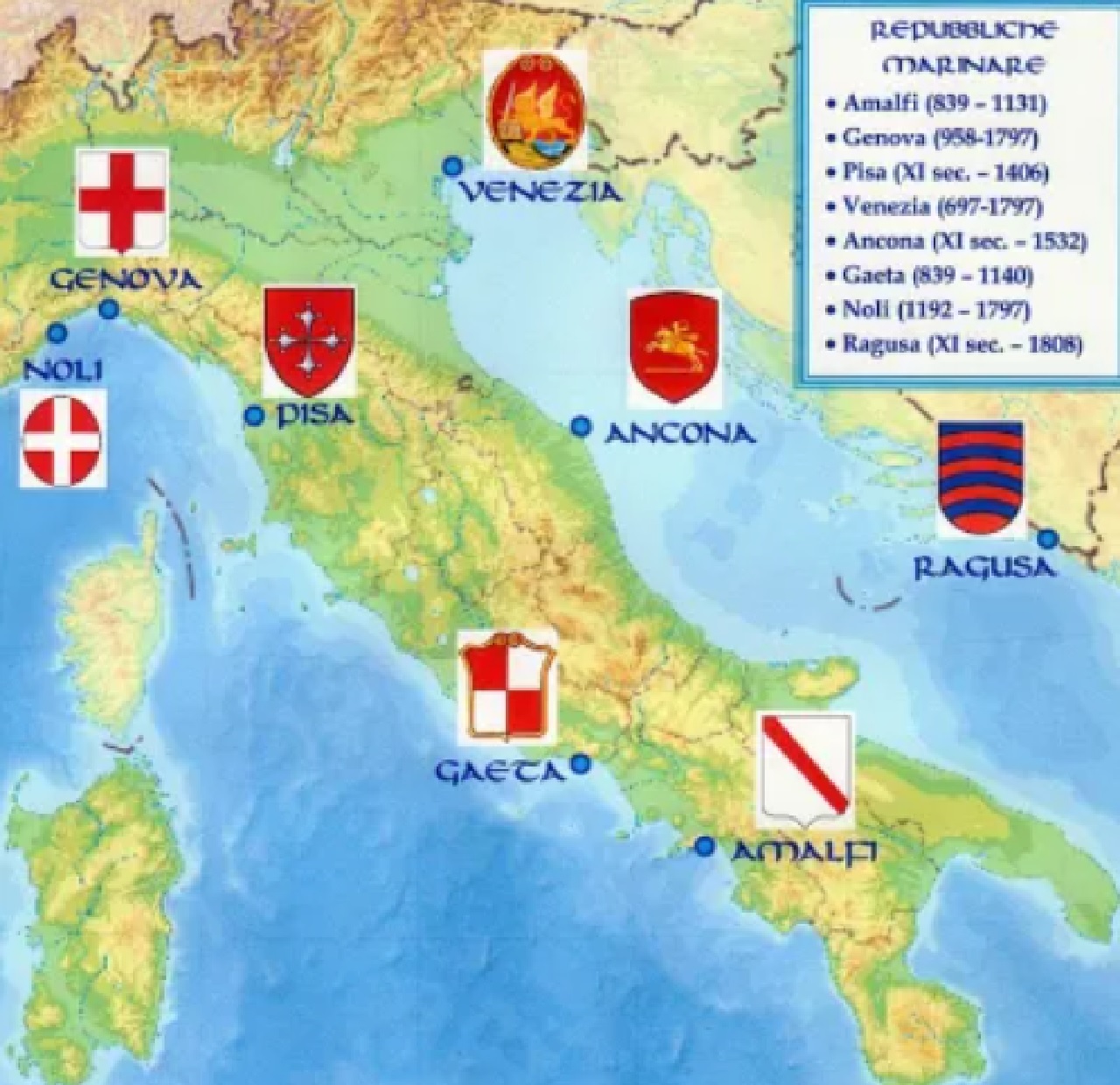 Repubbliche Marinare mappa geografica