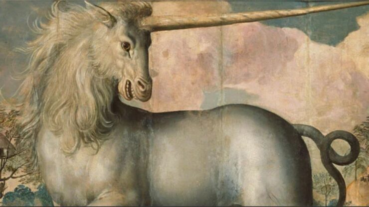 dipinto di un unicorno bianco