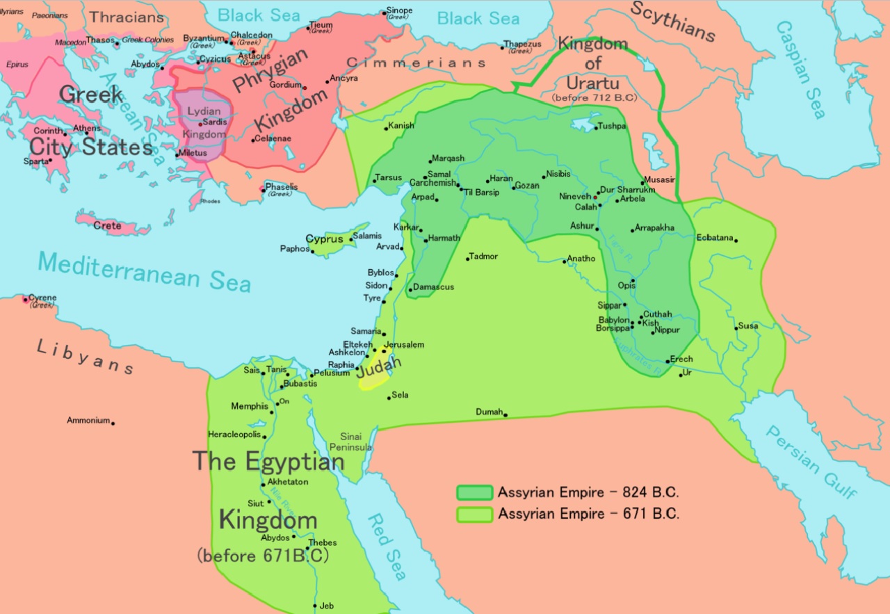 Impero Assiro mappa massimo splendore