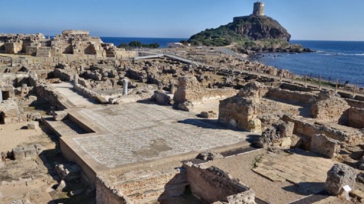 scoperta a Nora una straordinaria piazza romana età imperiale