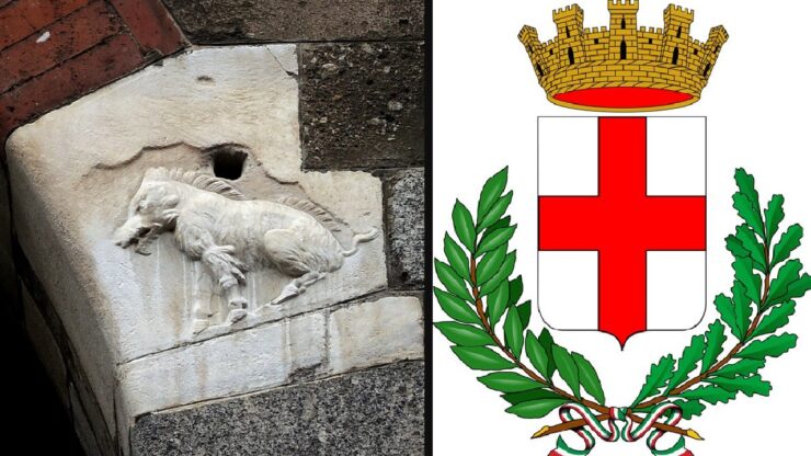 prima del biscione il curioso simbolo di Milano era una Scrofa semilanuta