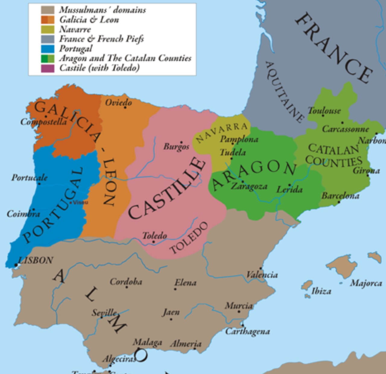 Urraca di Castiglia cartina Regni Cristiani XI secolo