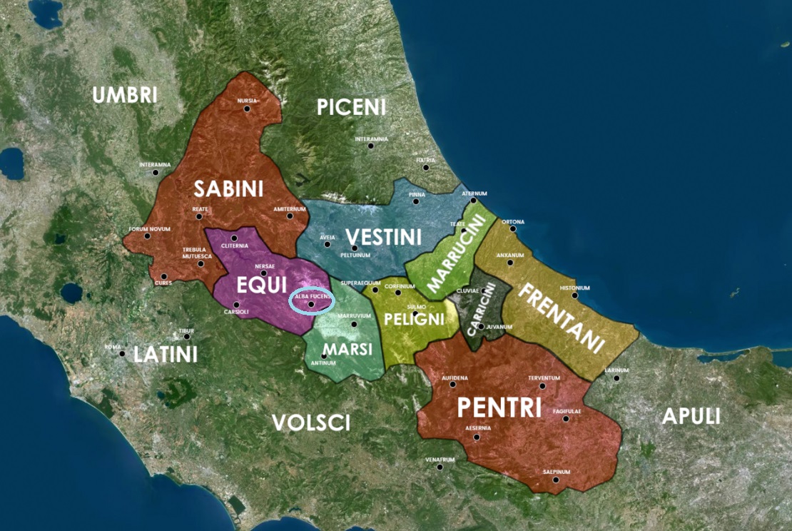 Alba Fucens cartina delle tribù italiche