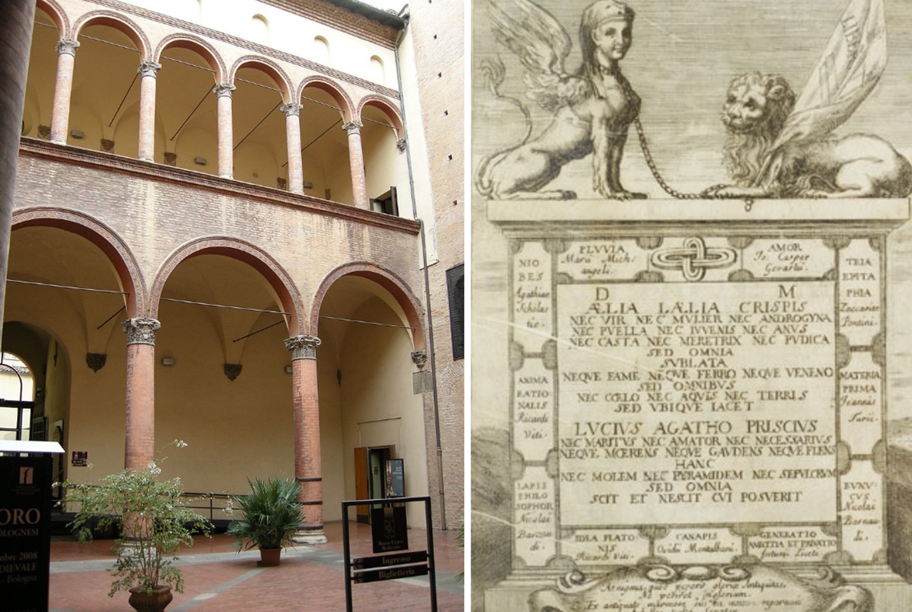 Pietra di Bologna Palazzo Ghisilardi-Fava e rappresentazione grafica enigma