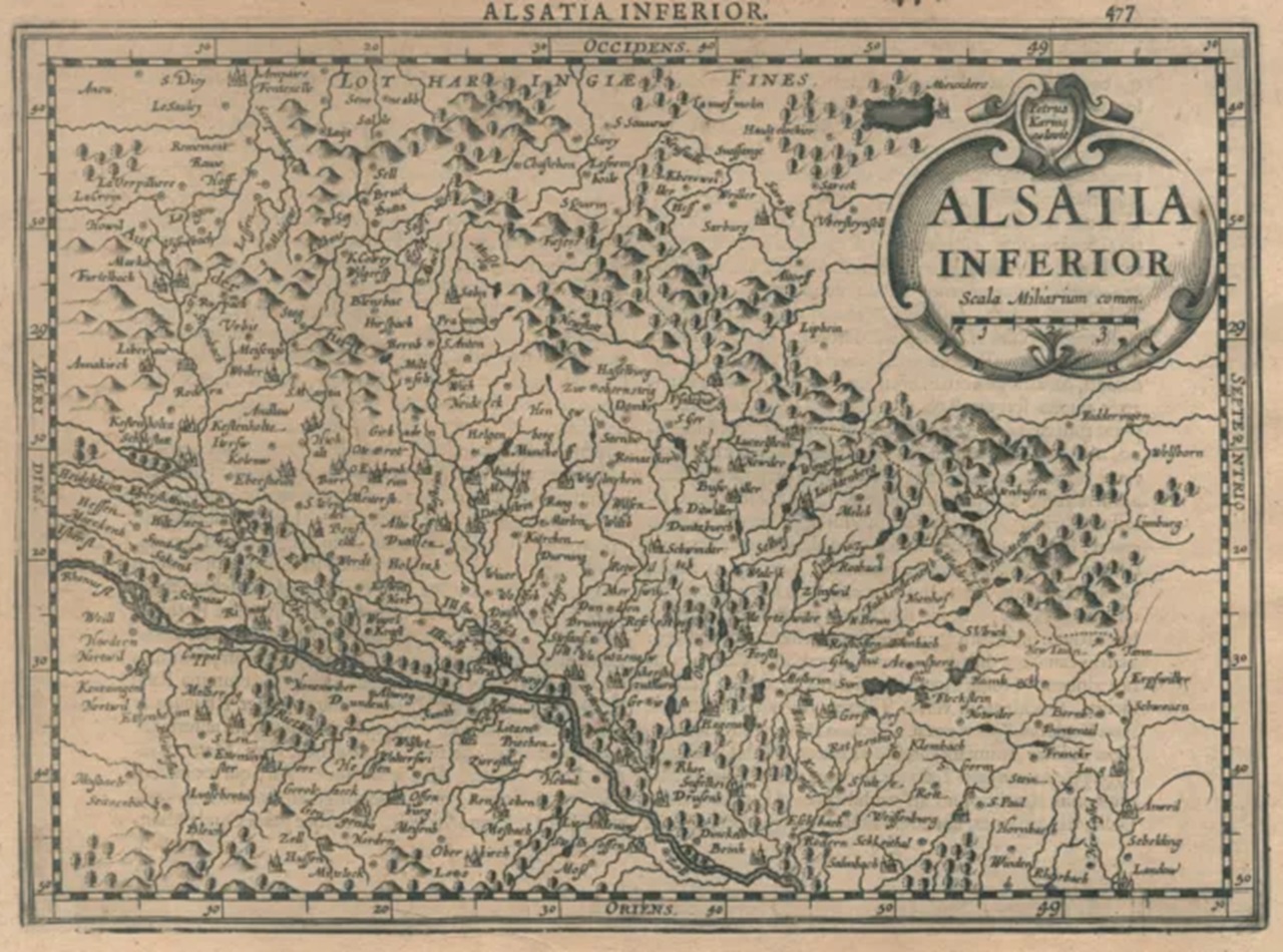 18 scheletri mappa dell'Alsazia inferiore 1632