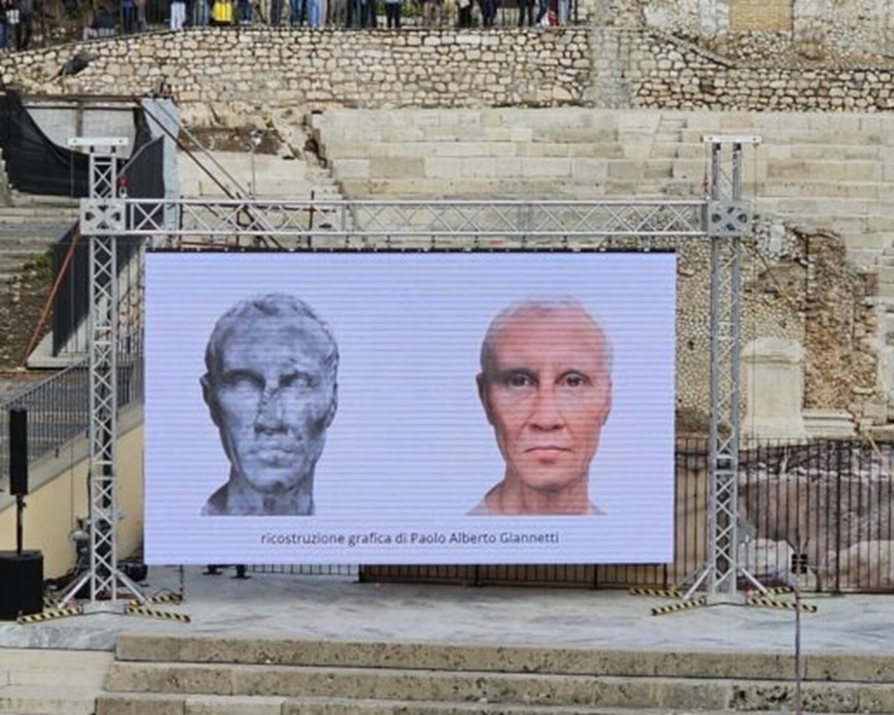 Terracina ricostruzione fotografica volto Giulio Cesare