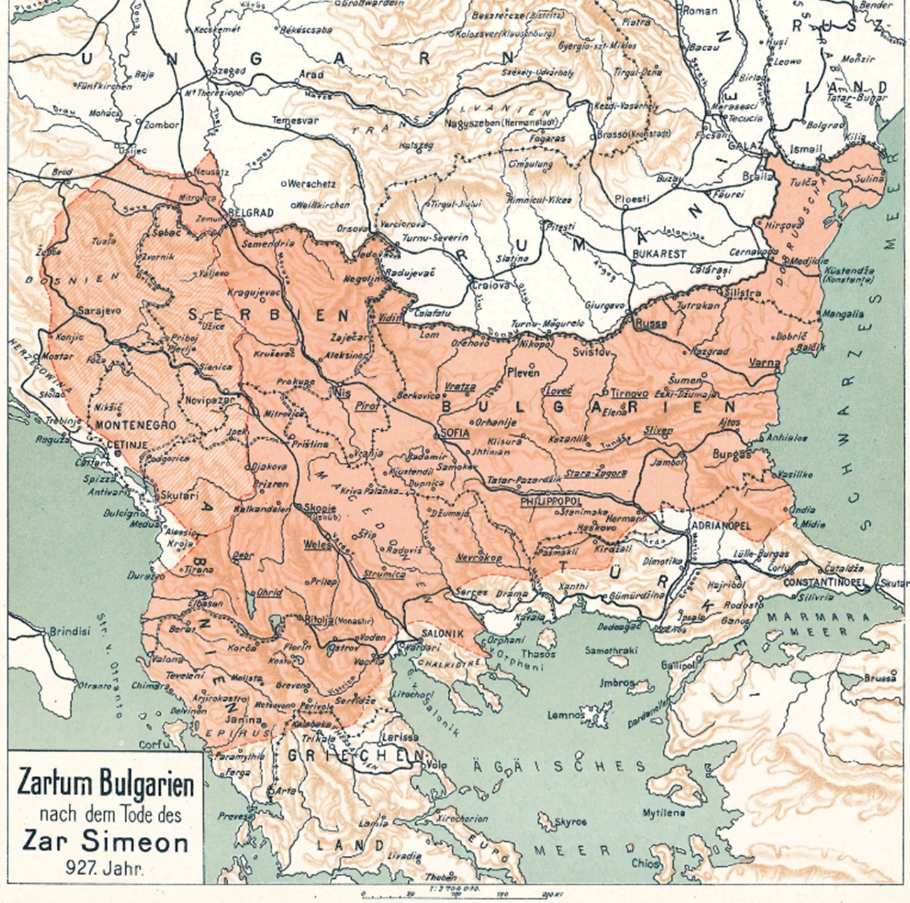 Primo Impero Bulgaro cartina massima espansione X secolo