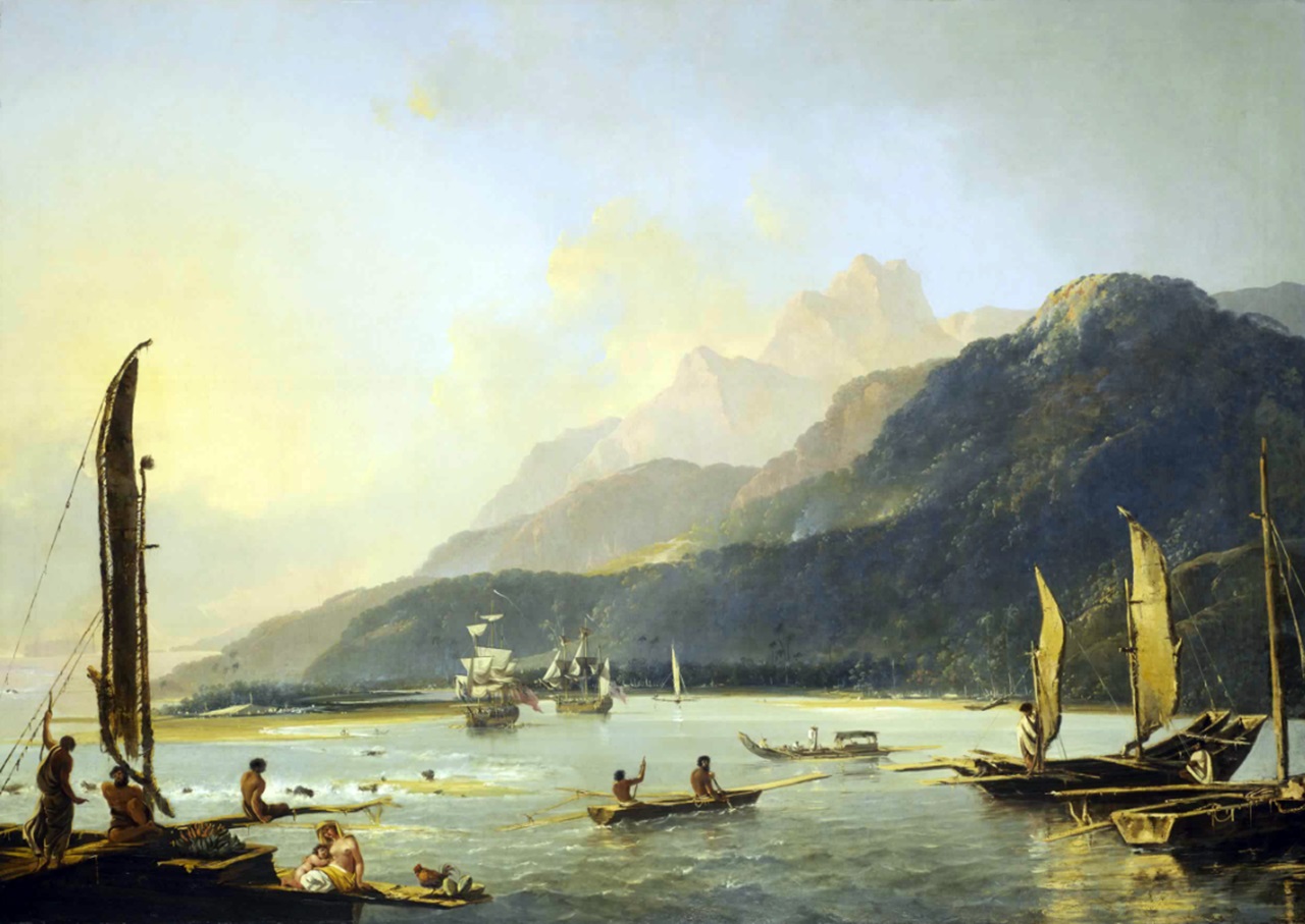 Tahiti dipinto di Hodges, Resolution and Adventure in Matavai Bay