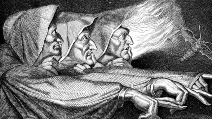 maledizione di Shakespeare disegno streghe di Macbeth