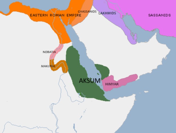 Regno di Axum mappa massima espansione, I secolo d.C.