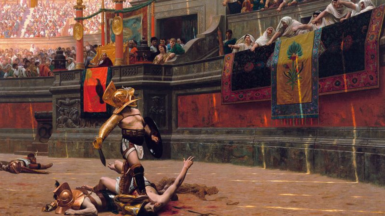Gladiatrici immagine fine scontro dipinto