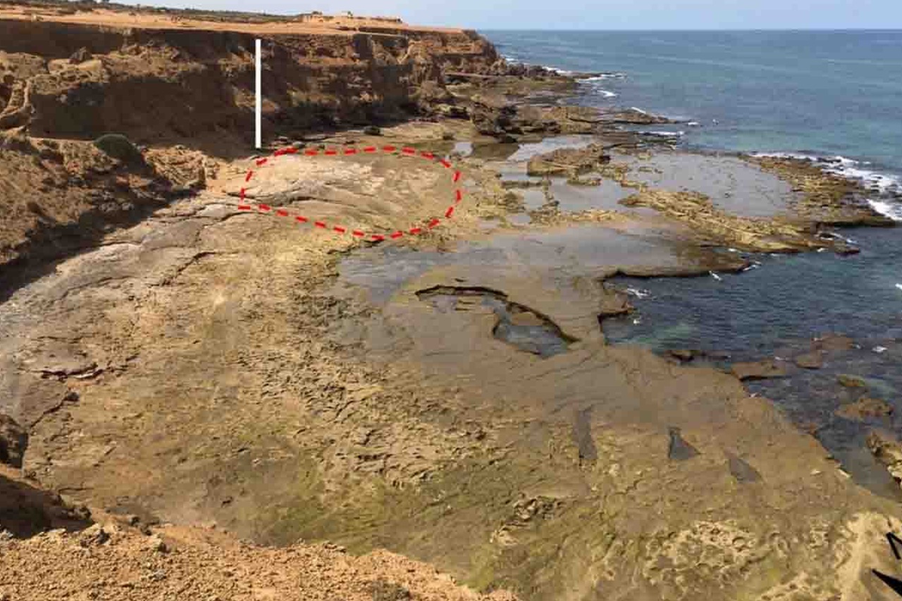 impronte umane sito della prima scoperta, spiaggia di Larache
