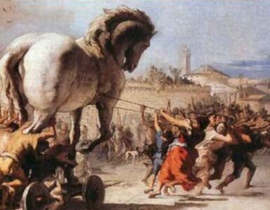 Guerra di Troia immagine assalto con cavallo