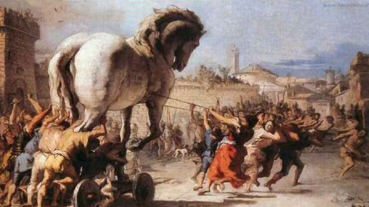 Guerra di Troia immagine assalto con cavallo