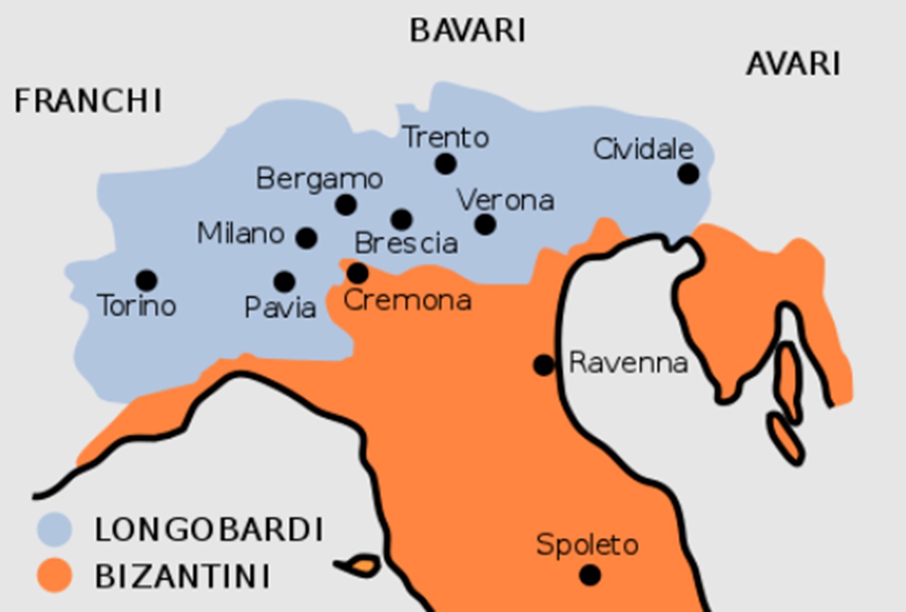 2 aprile mappa settentrione italiano dopo discesa di Alboino