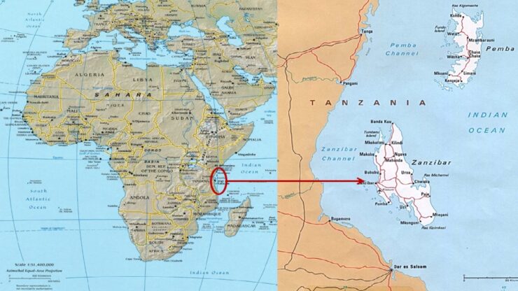 Zanzibar: il più grande mercato di schiavi dell'Africa orientali, mappa