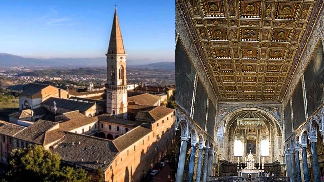 La Basilica di San Pietro a Perugia contenente l'"Apoteosi dell'Ordine dei Benedettini"