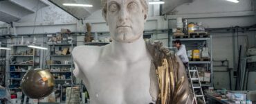 statua di Costantino particolare lavori di ricostruzione