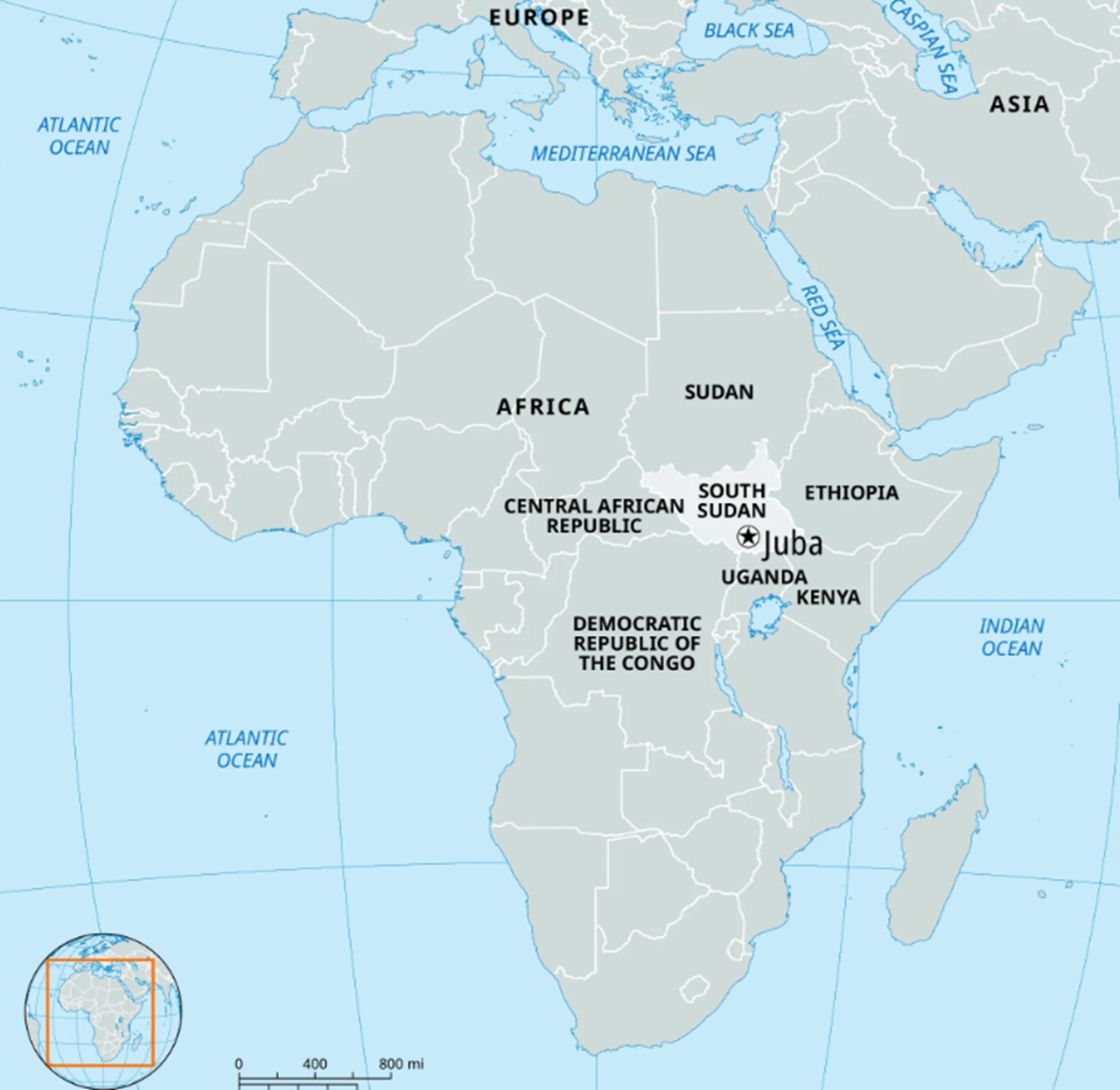Sudan del Sud cartina geografica