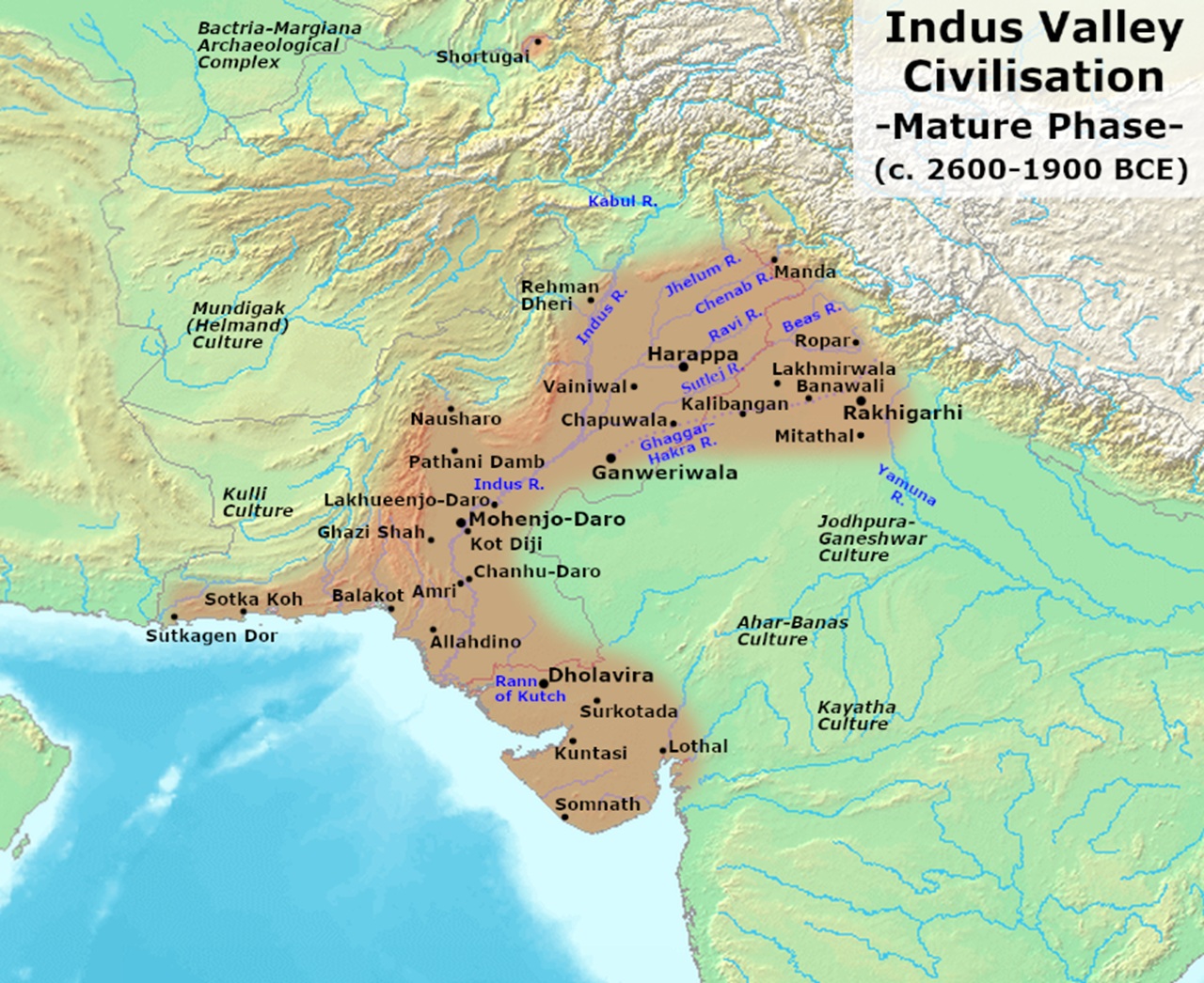 civiltà della valle dell'Indo mappa