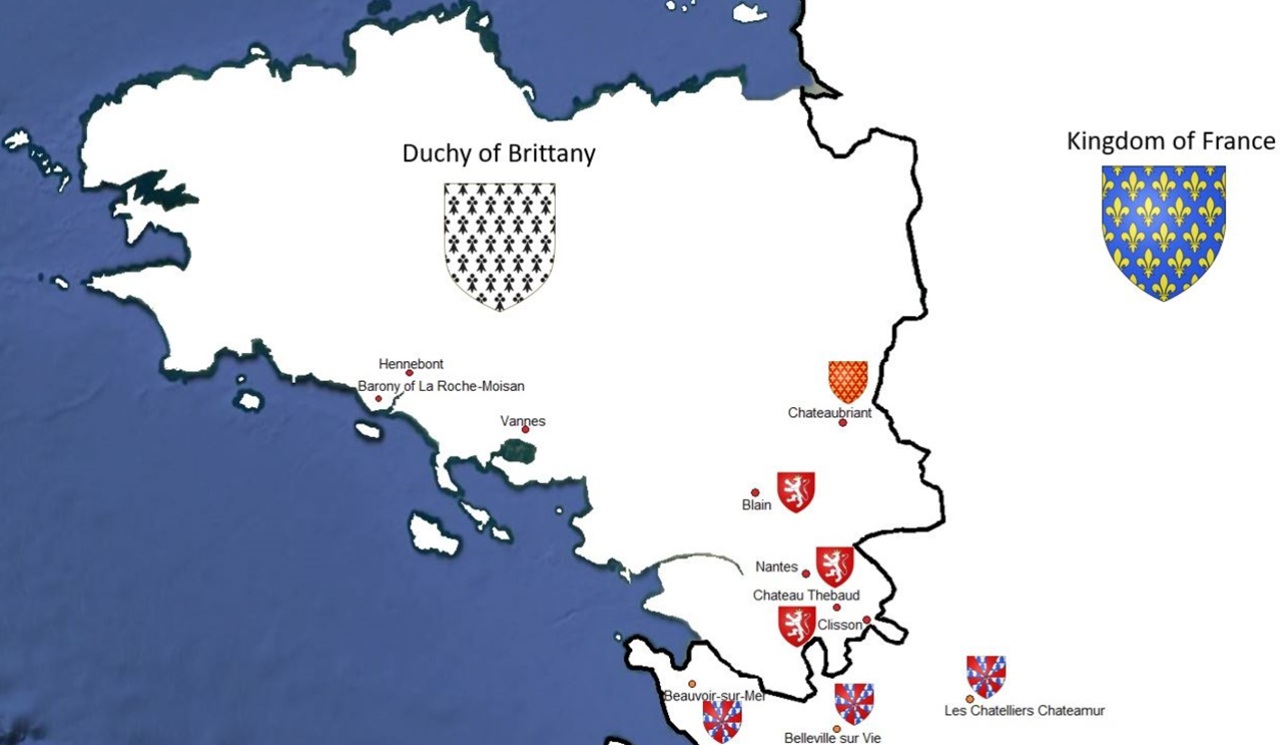 Jeanne de Clisson mappa Bretagna