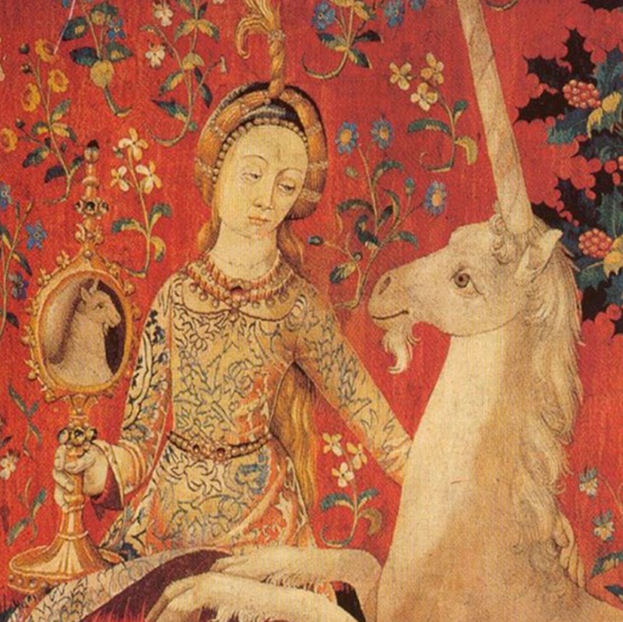 Animali fantastici donna con unicorno