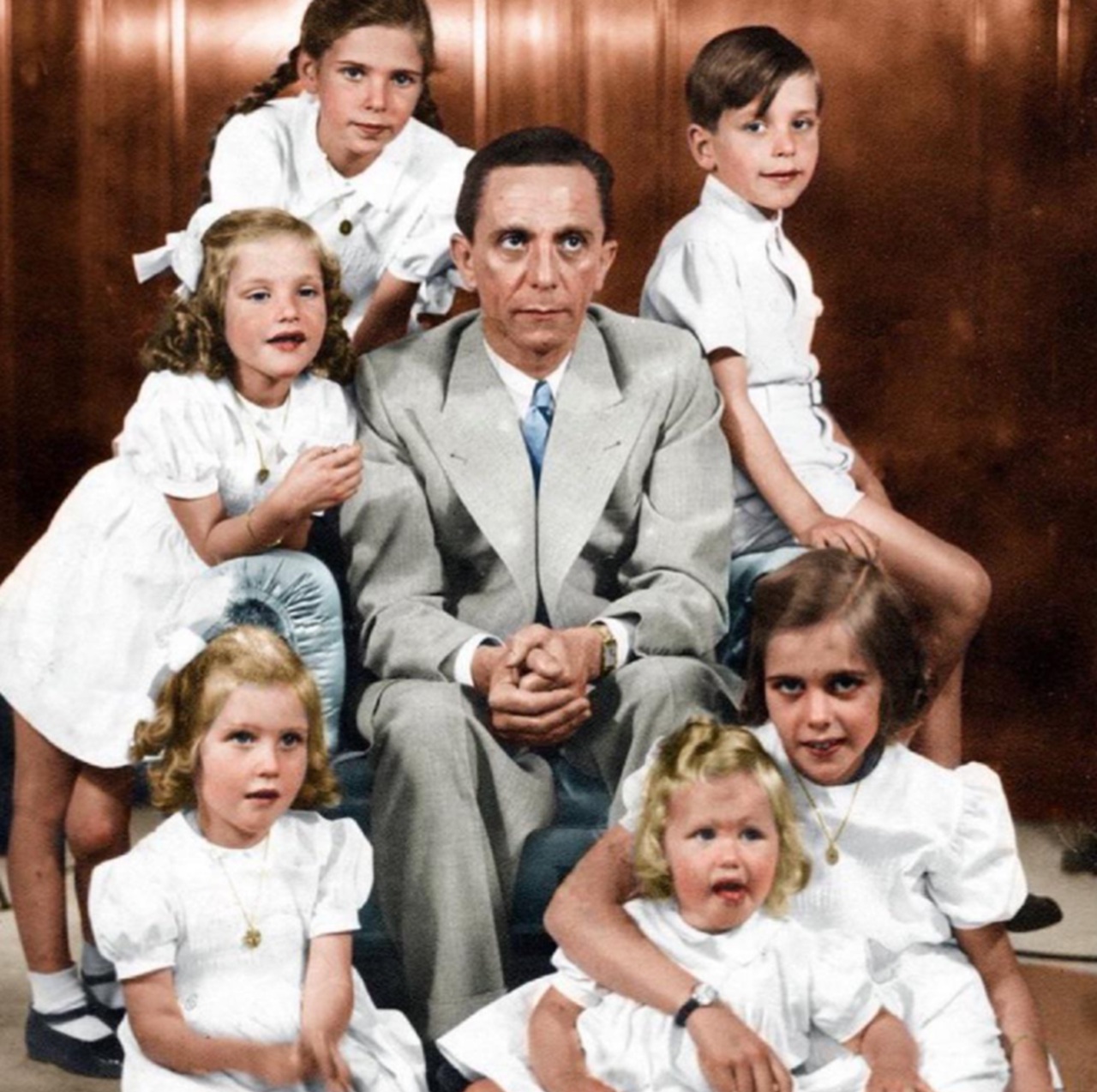 Goebbels Joseph con i sei figli