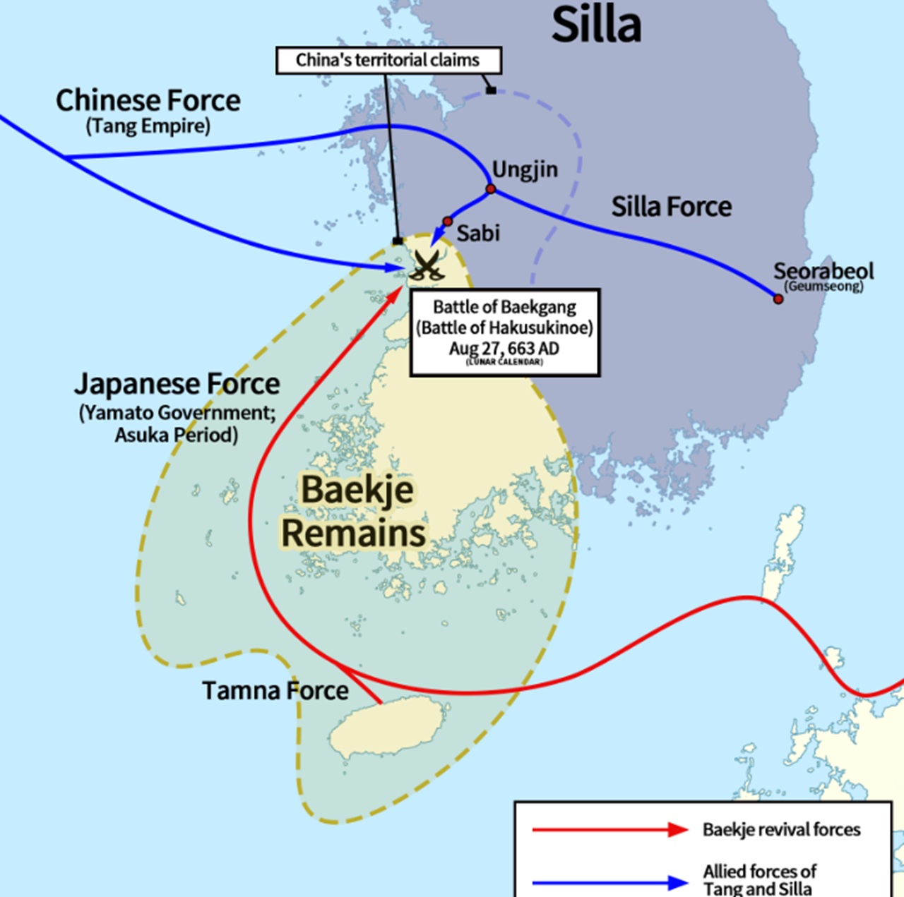 28 agosto movimenti Cina Tang e Giappone Yamato in Corea 663