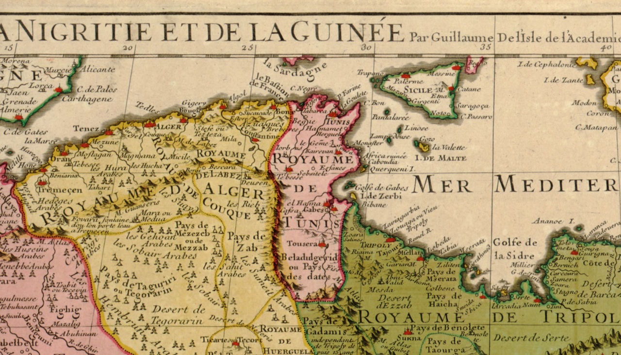 30 agosto cartina Beycato di Tunisi inizi XIX secolo