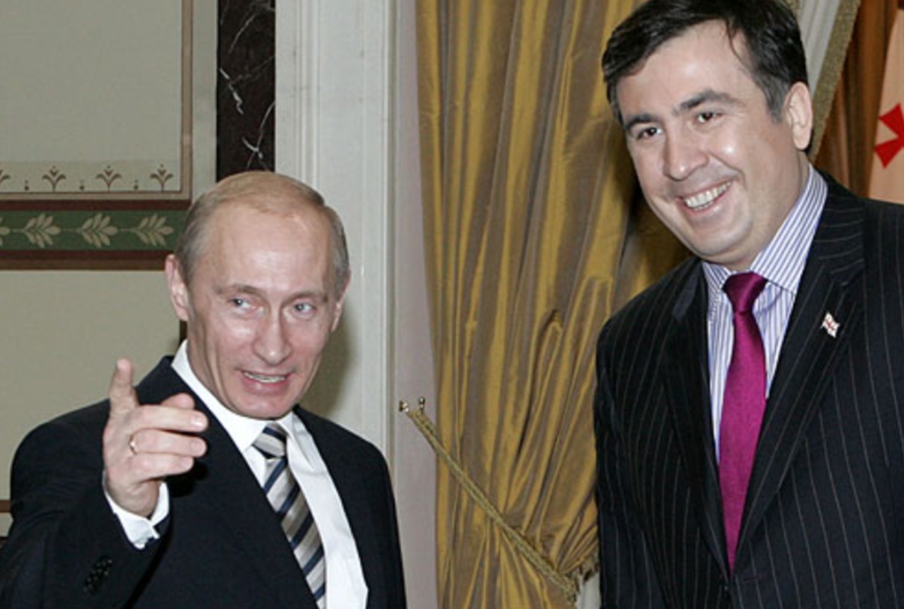 7 agosto Saak'ashvili con Vladimir Putin, 22 febbraio 2008