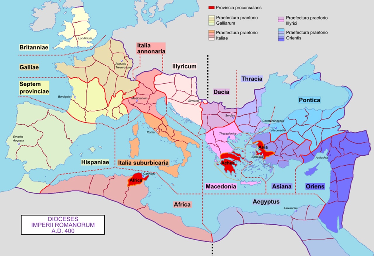 3 ottobre diocesi e prefetture Impero romano