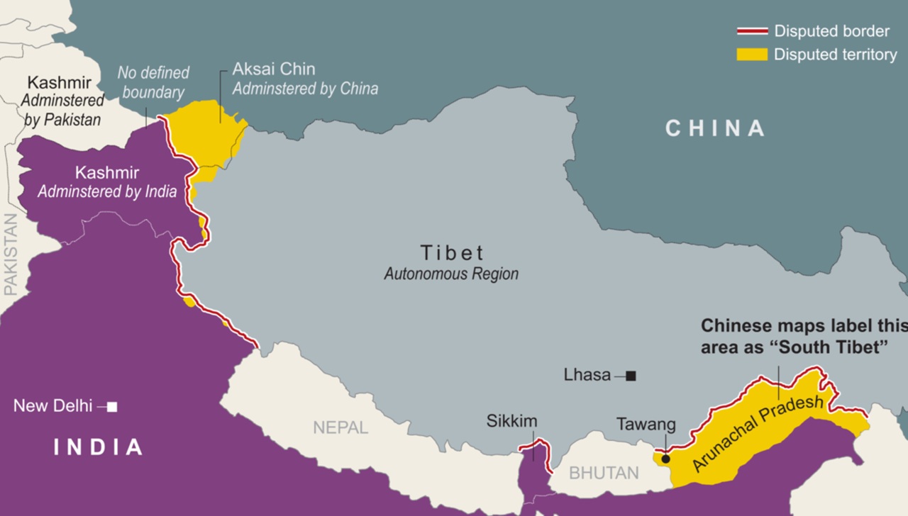 20 ottobre mappa frontiera Cina India
