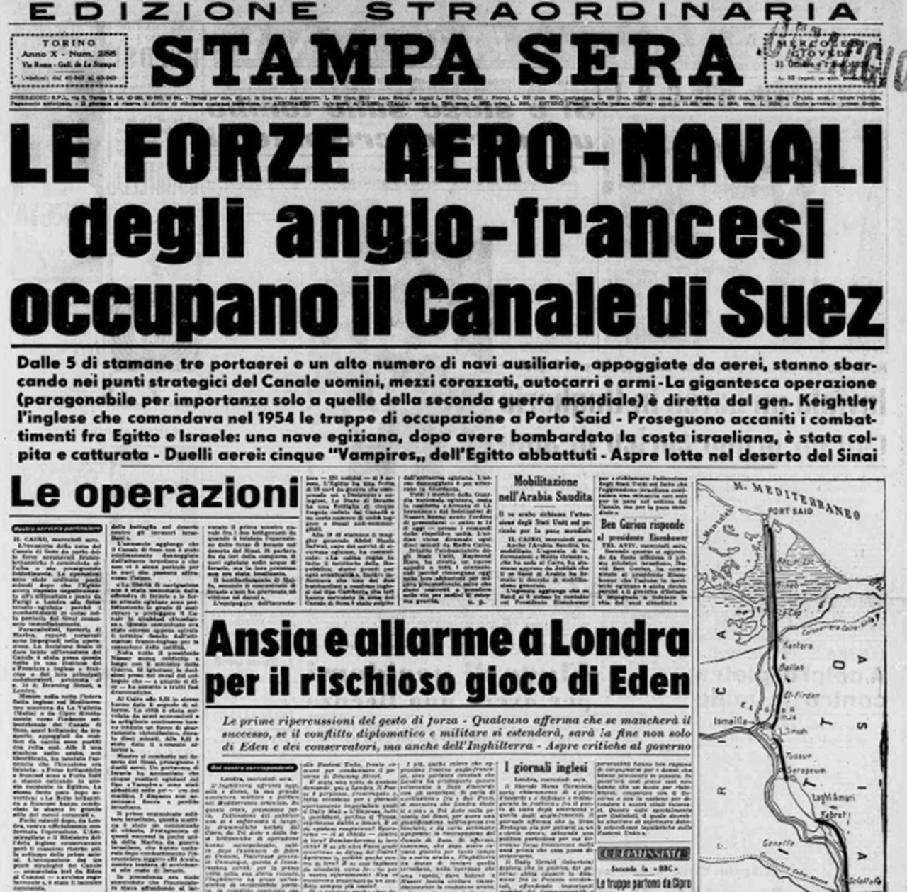 29 ottobre giornale italiano 1956