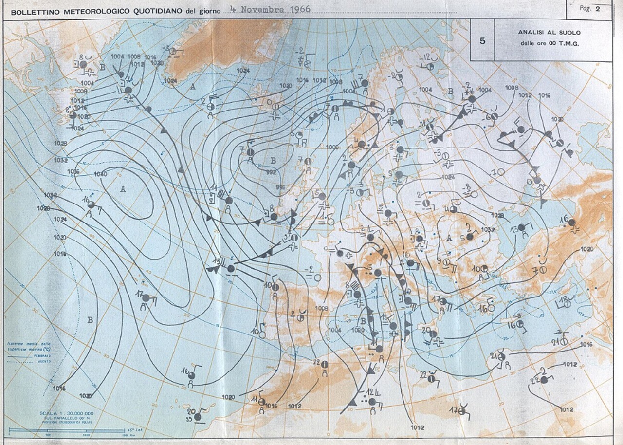 4 novembre bollettino meteorologico europeo 1966