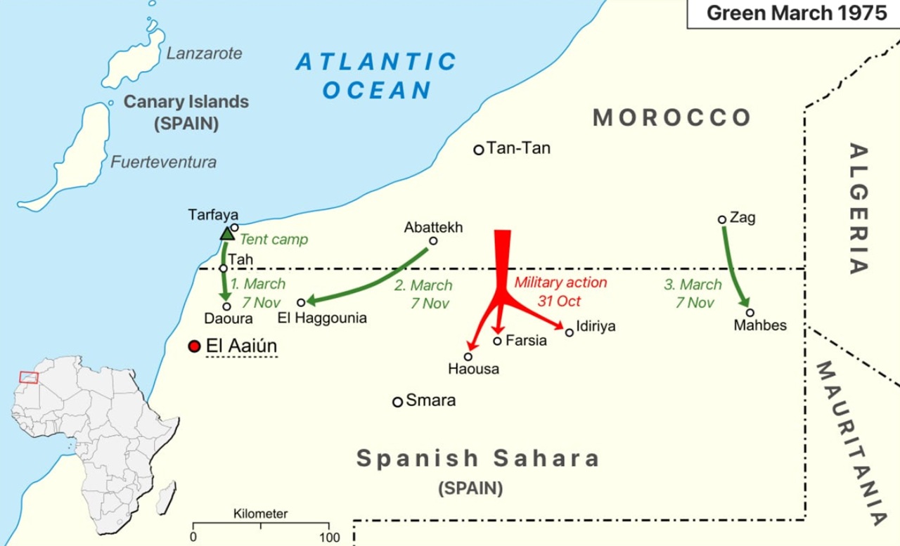 Marcia Verde movimenti esercito e popolazione marocchini