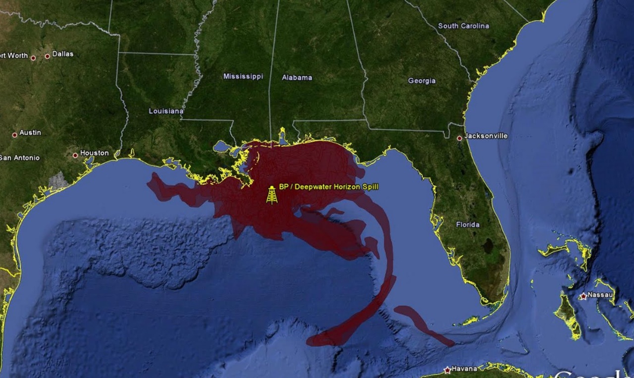 Deepwater Horizon mappa macchia di petrolio Golfo del Messico