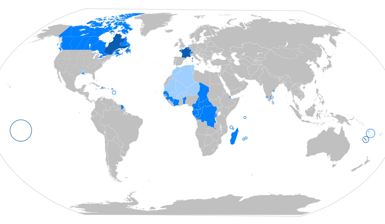 francese mappa Paesi francofoni