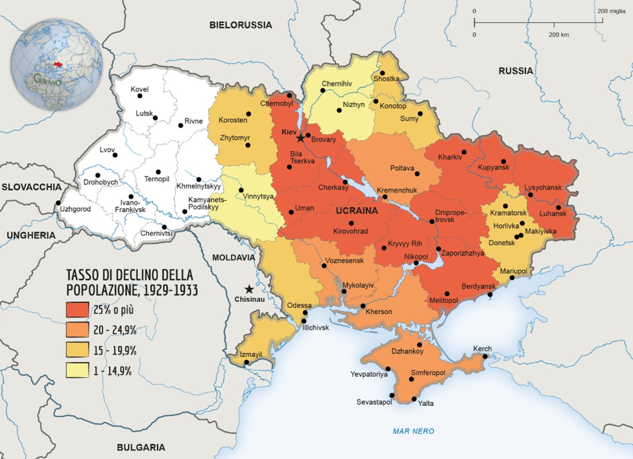 Holodomór mappa spopolamento demografico 1929-1933