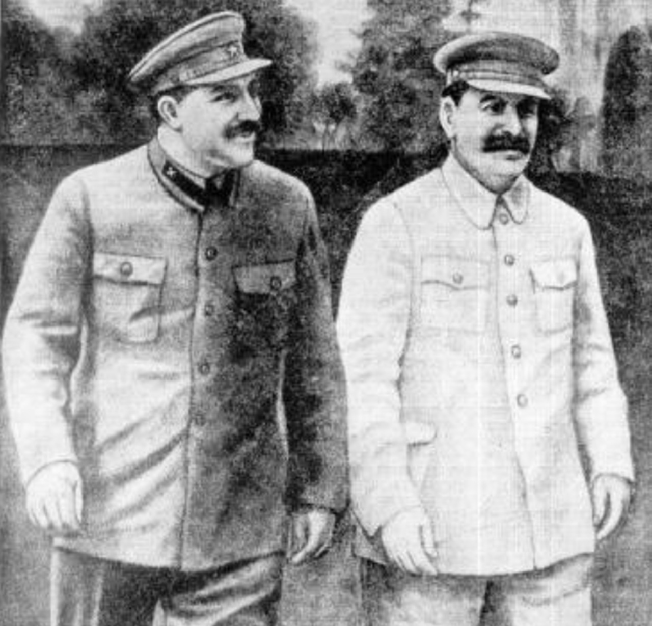 Holodomór Lazar' Kaganovič a sinistra, Stalin a destra