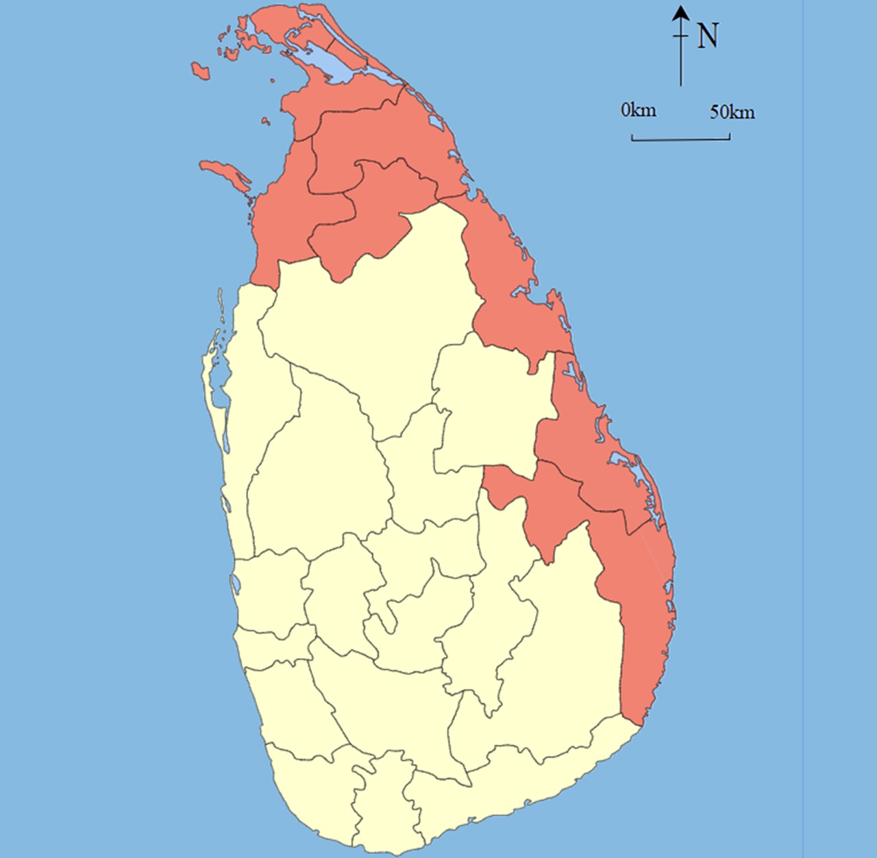 Tigri Tamil zone controllate