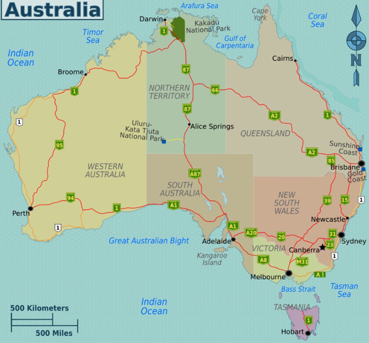 Canberra mappa dell'Australia