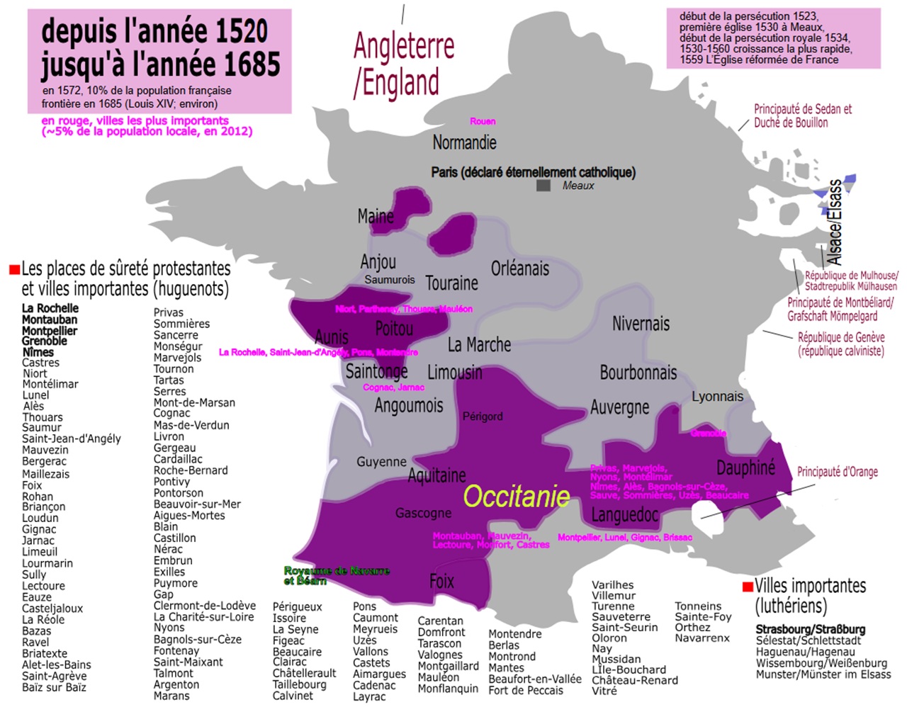19 dicembre mappa ugonotti Francia XVI secolo