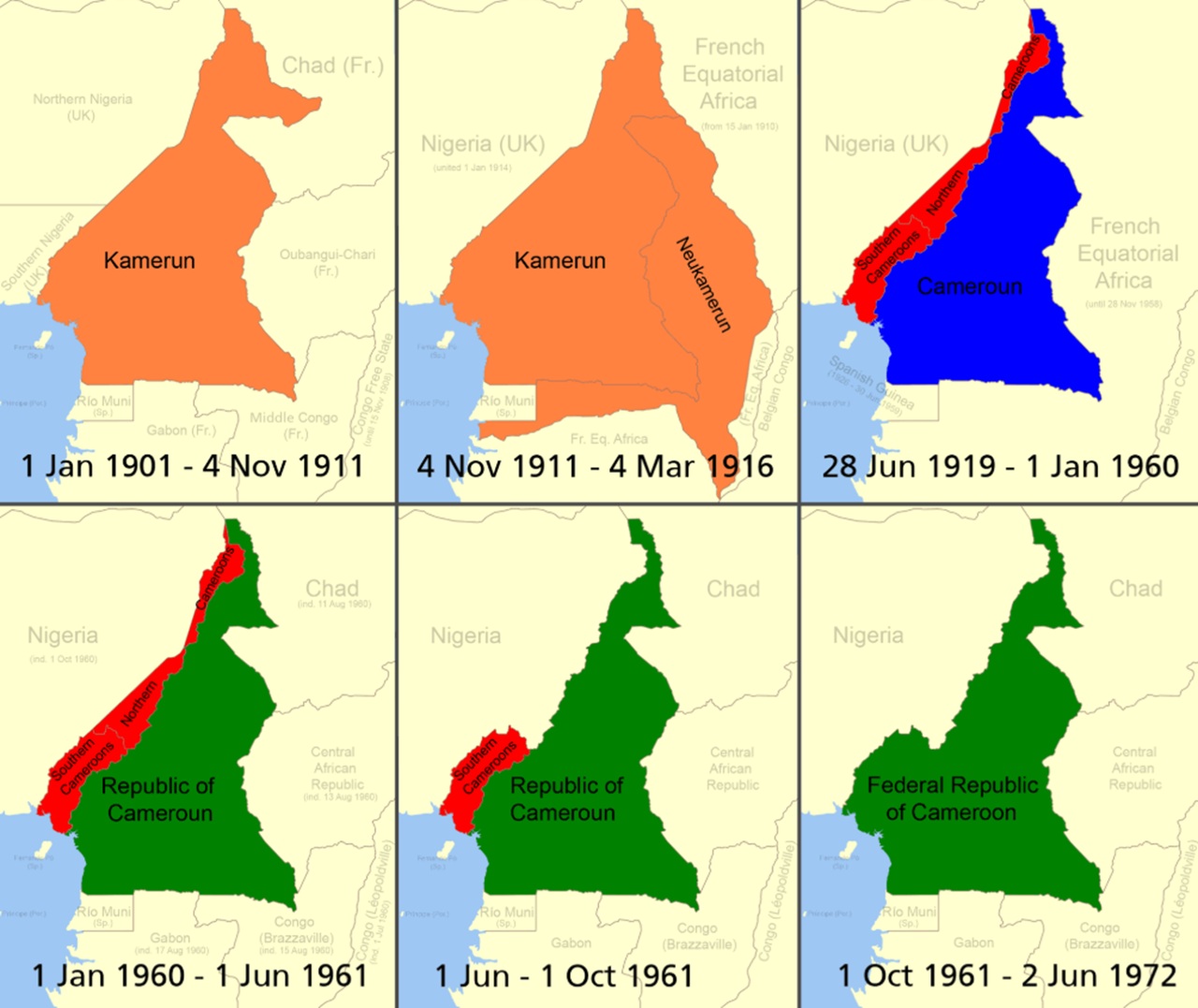 Camerun mappa evoluzione territorio