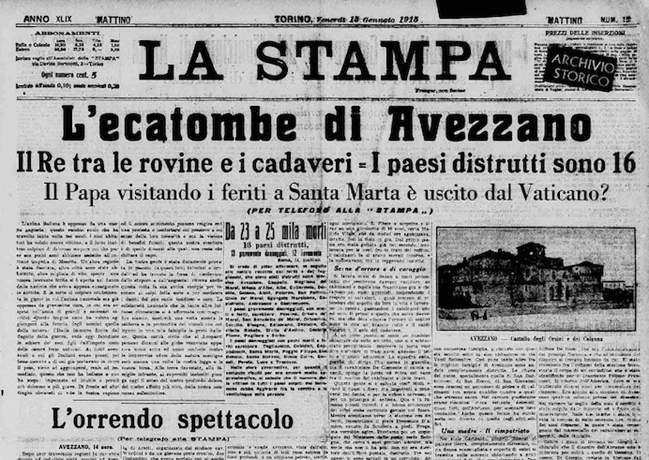 13 gennaio giornale 1915