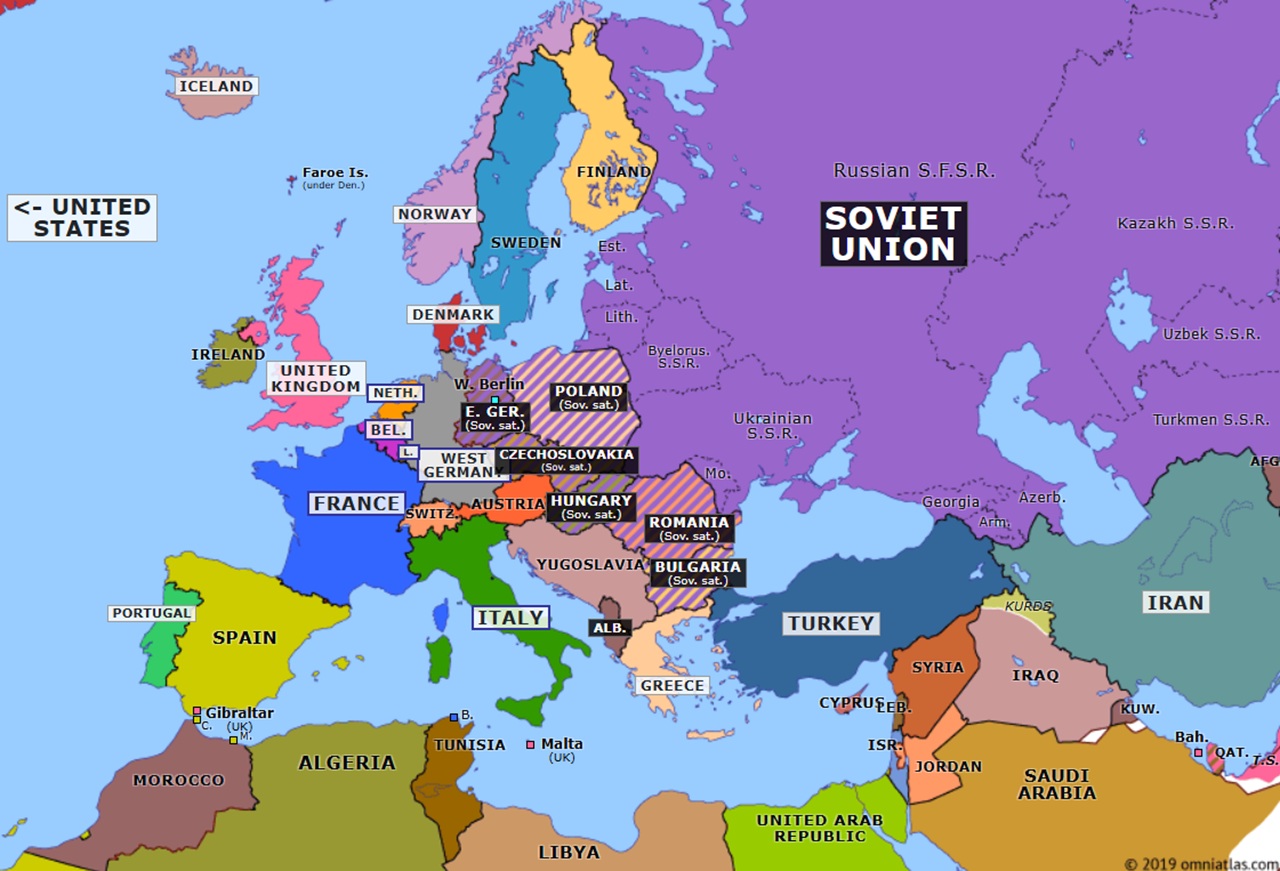 22 gennaio mappa Europa 1963