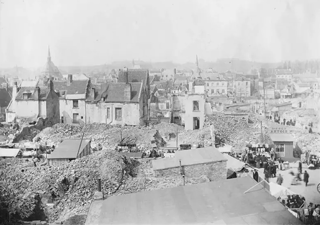Lovanio vista dall'alto distruzione