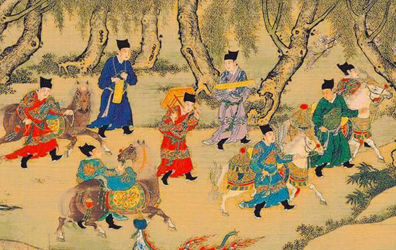 Guardia dall'uniforme ricamata scena di battaglia